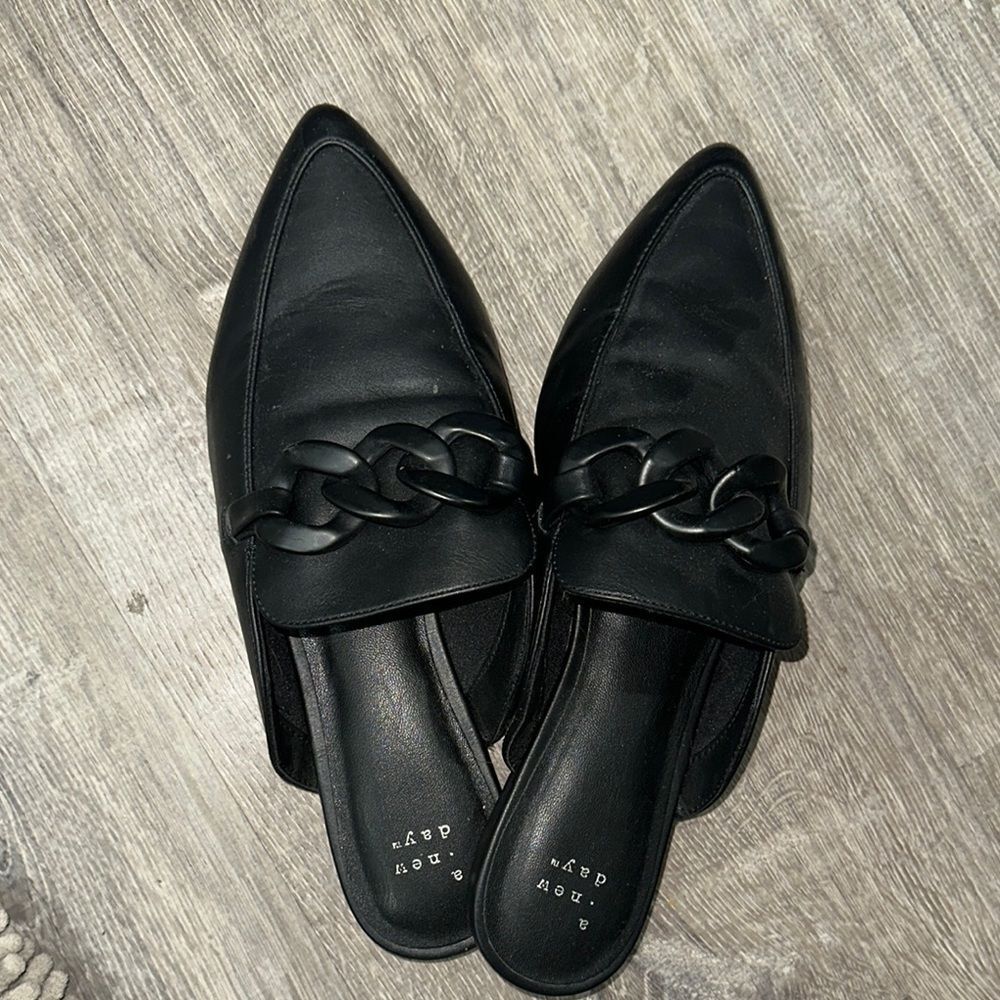 Black Chain Detail Women's Mules